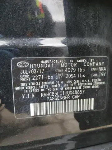 2017 HYUNDAI IONIQ LIMITED  