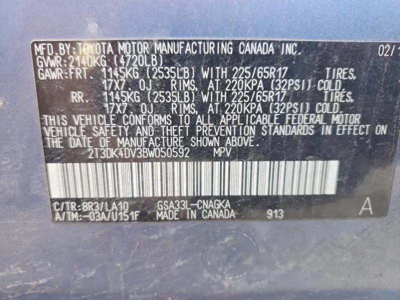 2011 TOYOTA RAV4 LIMITED  