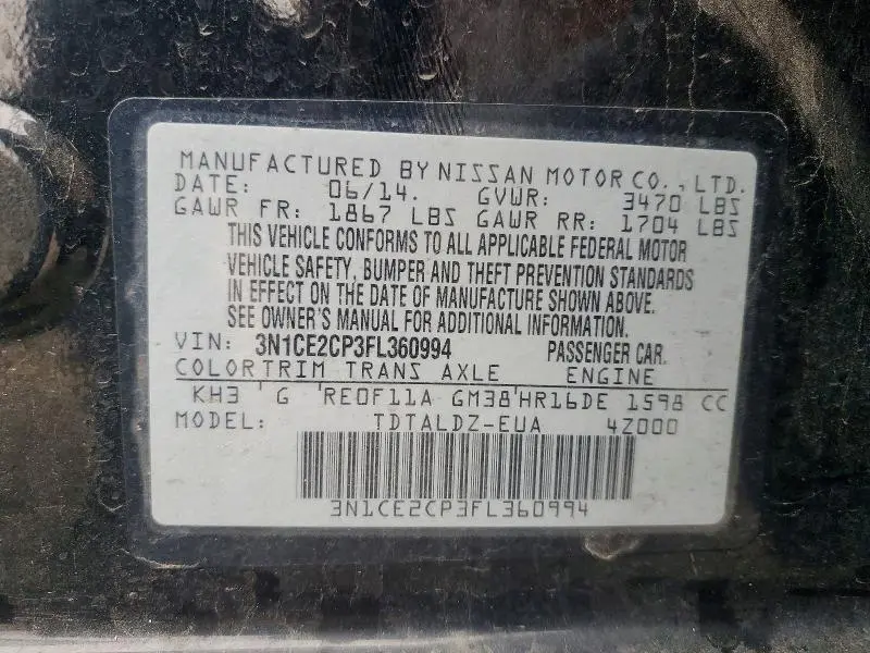 2015 NISSAN VERSA NOTE S  