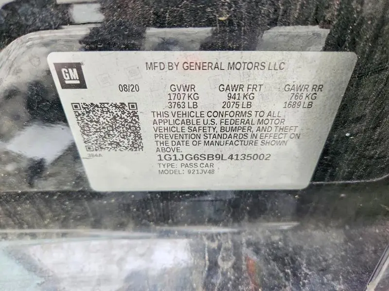 2020 CHEVROLET SONIC   