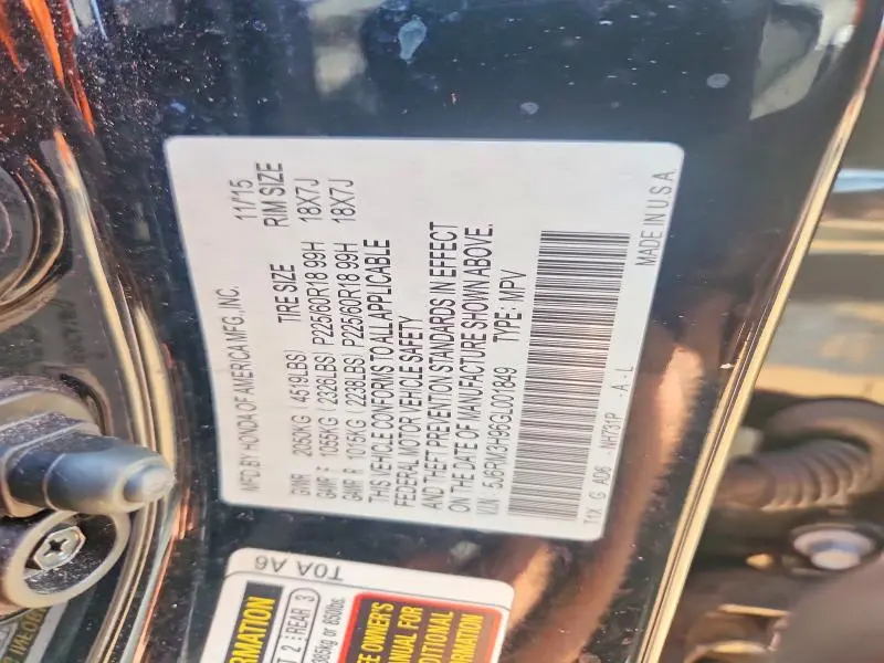 2016 HONDA CR-V TOURING  