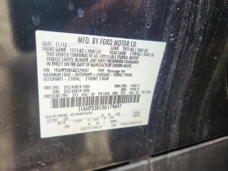 2013 FORD TAURUS LIMITED  