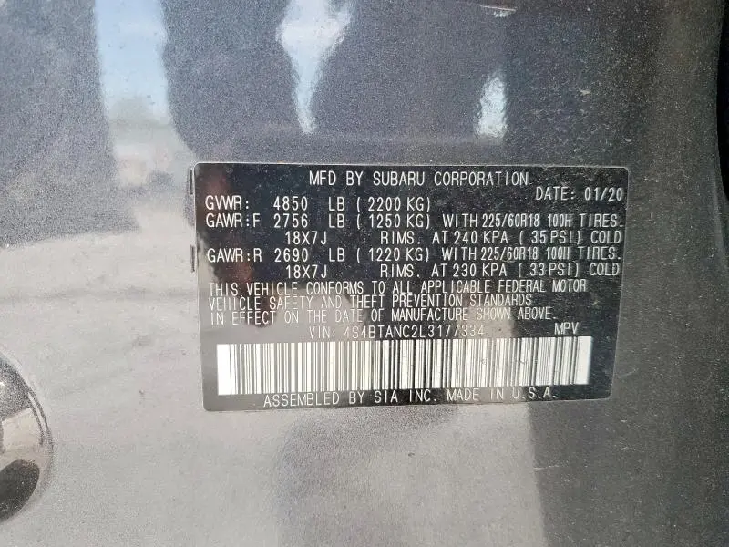 2020 SUBARU OUTBACK LIMITED  