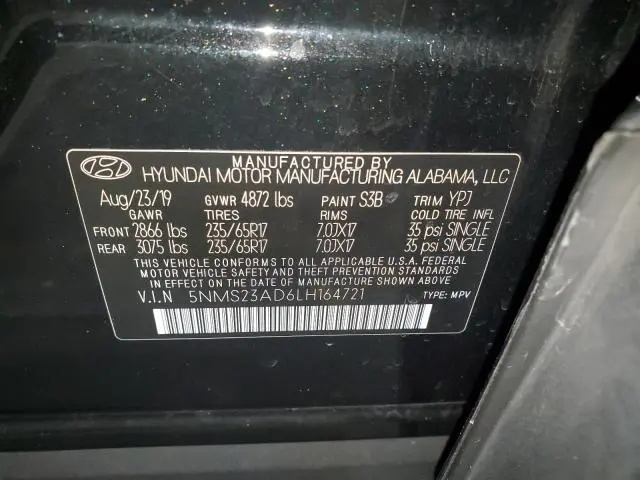 2020 HYUNDAI SANTA FE SE  