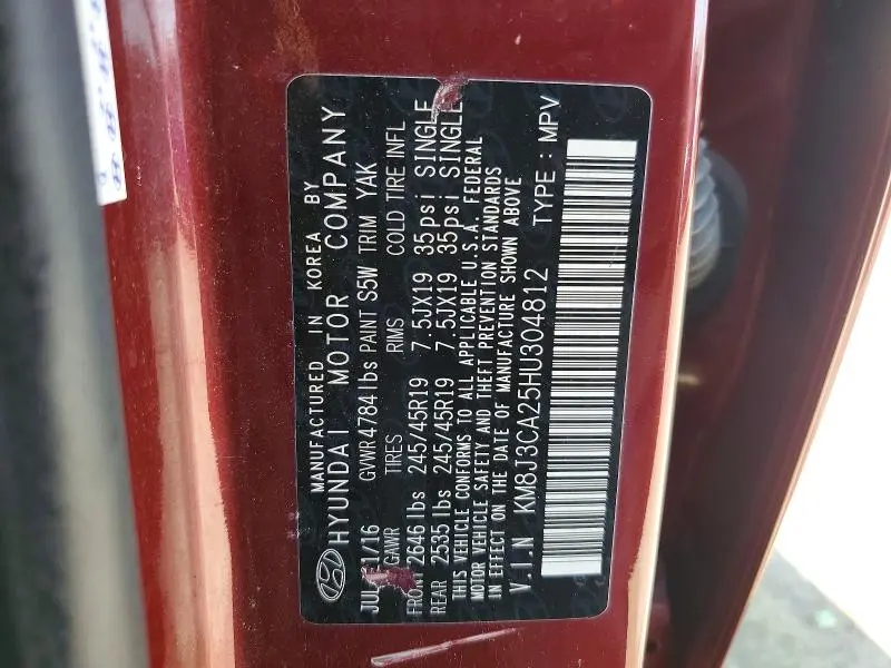 2017 HYUNDAI TUCSON LIMITED  