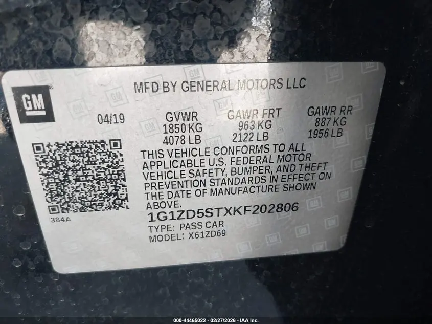 2019 CHEVROLET MALIBU LT