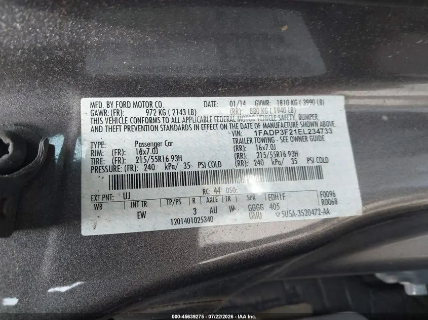 2014 FORD FOCUS SE