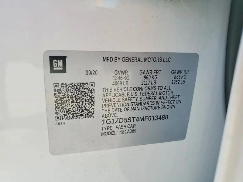 2021 CHEVROLET MALIBU LT  