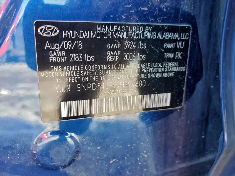 2018 HYUNDAI ELANTRA SEL  