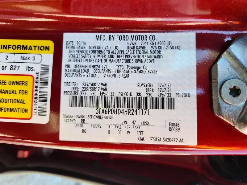 2017 FORD FUSION SE  