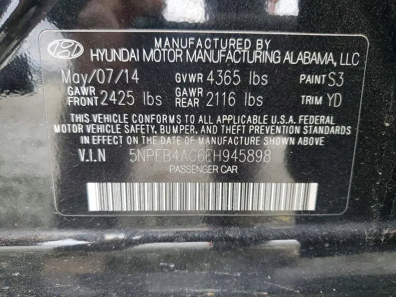 2014 HYUNDAI SONATA GLS  