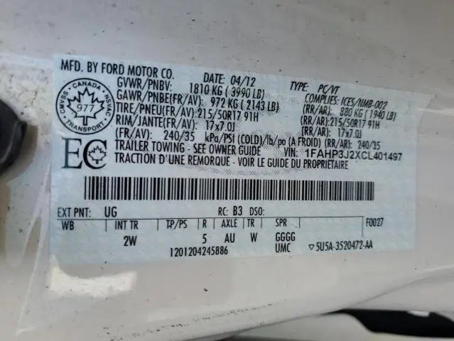 2012 FORD FOCUS TITANIUM  