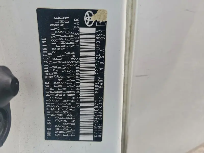 2018 TOYOTA COROLLA BASE  