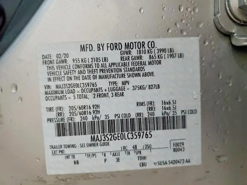 2020 FORD ECOSPORT SE  