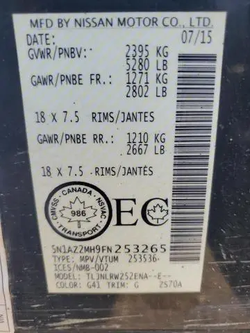 2015 NISSAN MURANO S  