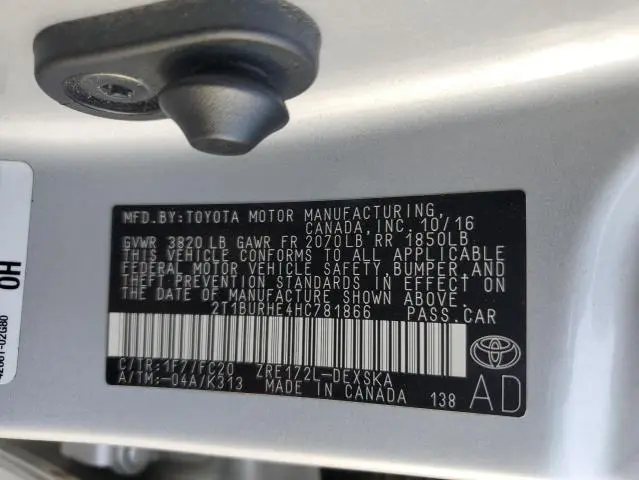 2017 TOYOTA COROLLA L