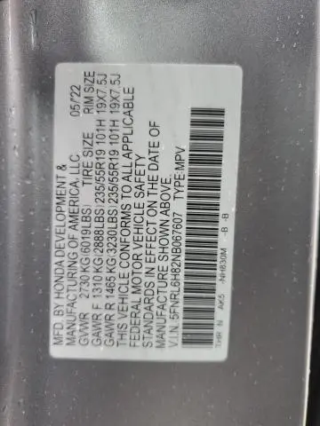 2022 HONDA ODYSSEY TOURING  