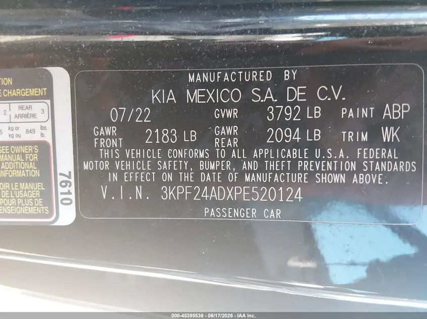 2023 KIA FORTE LXS