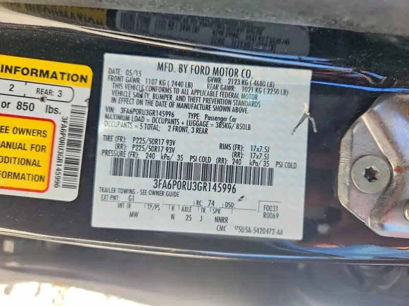 2016 FORD FUSION TITANIUM HEV  