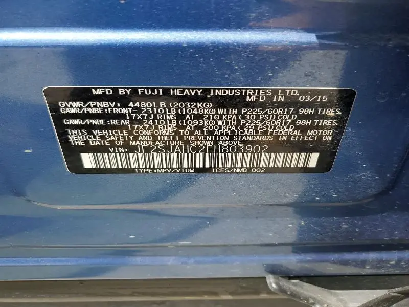 2015 SUBARU FORESTER 2.5I LIMITED  