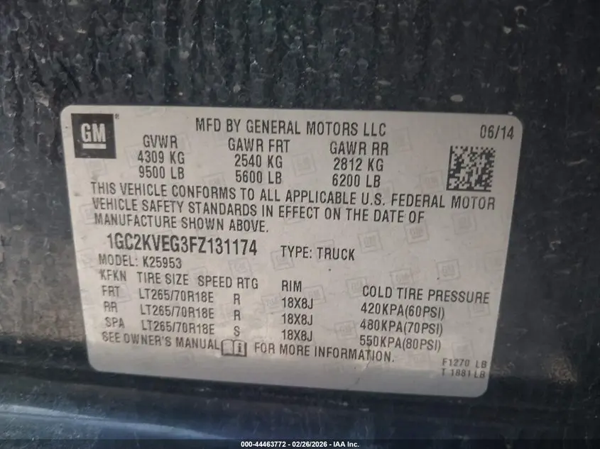 2015 CHEVROLET SILVERADO 2500HD LT