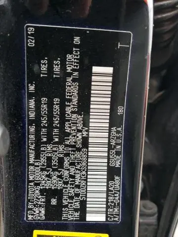 2019 TOYOTA HIGHLANDER LIMITED