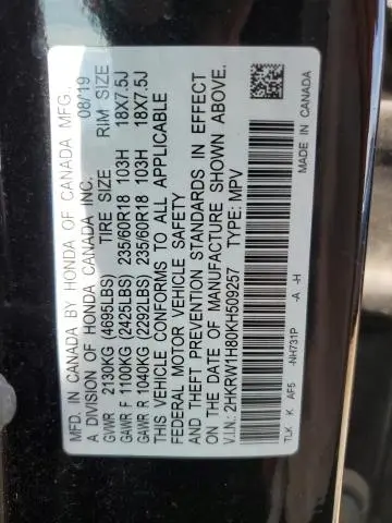 2019 HONDA CR-V EXL  