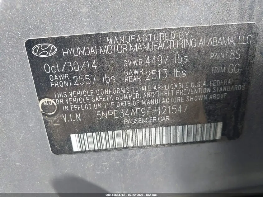 2015 HYUNDAI SONATA SPORT