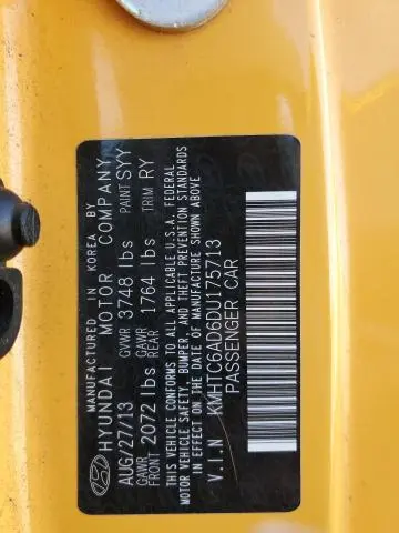 2013 HYUNDAI VELOSTER   