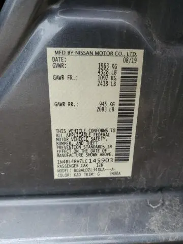 2020 NISSAN ALTIMA S  