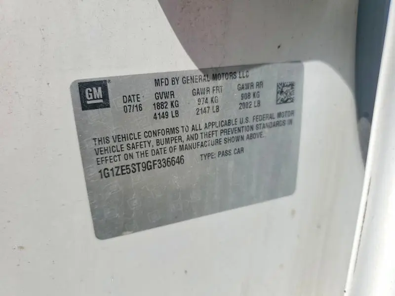 2016 CHEVROLET MALIBU LT   