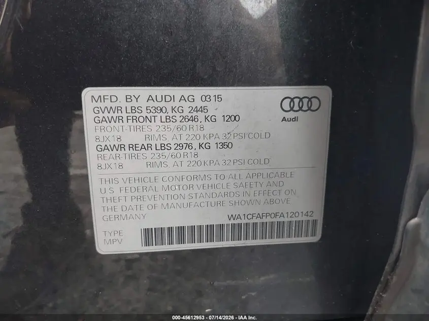 2015 AUDI Q5 2.0T PREMIUM