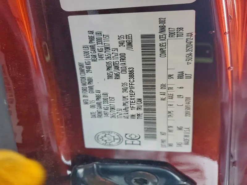 2015 FORD F150 SUPER CAB  