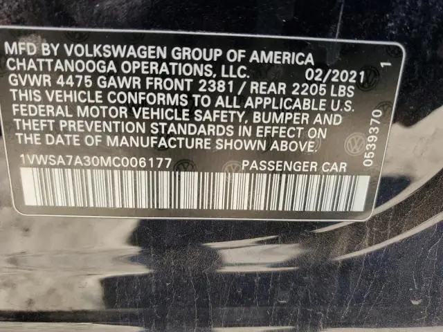 2021 VOLKSWAGEN PASSAT SE  