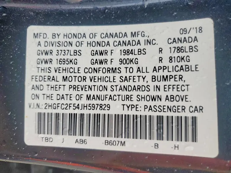 2018 HONDA CIVIC LX  