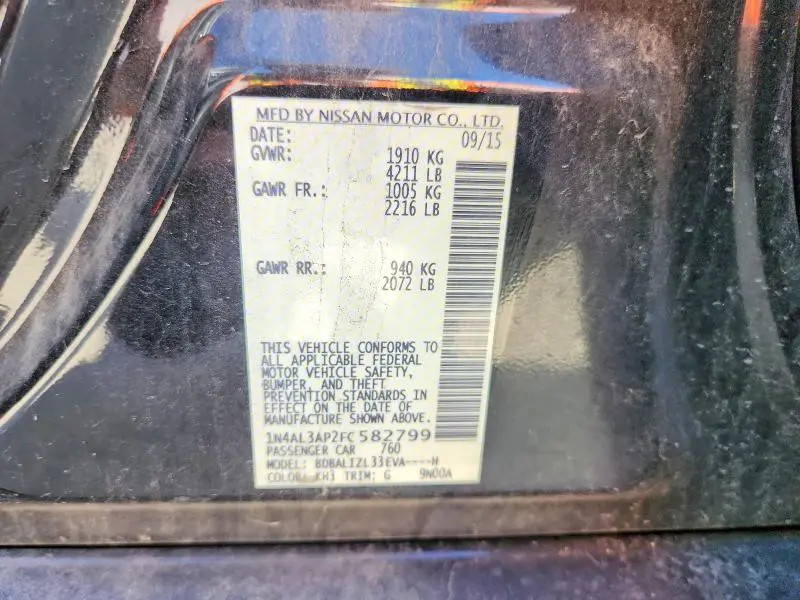 2015 NISSAN ALTIMA 2.5 SV  