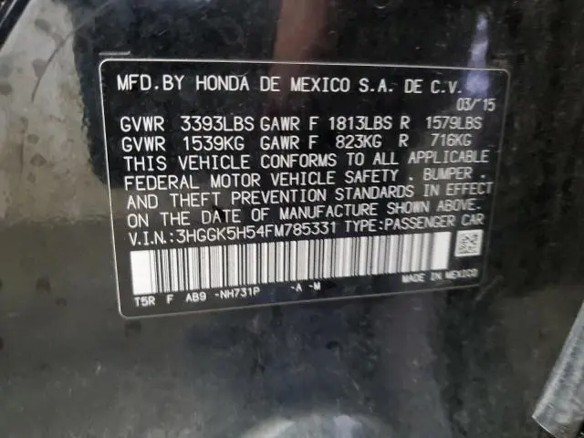 2015 HONDA FIT LX