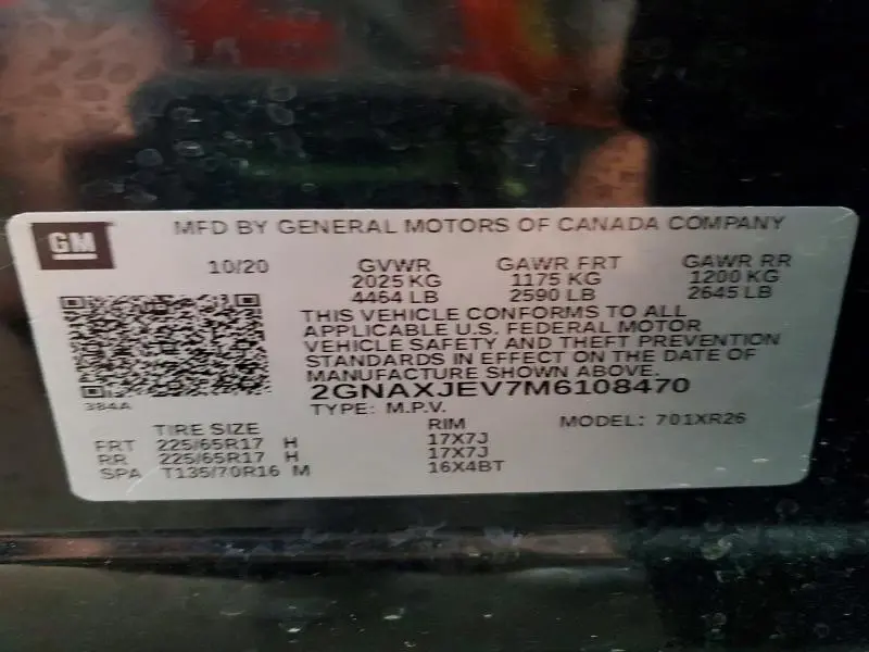 2021 CHEVROLET EQUINOX LT  