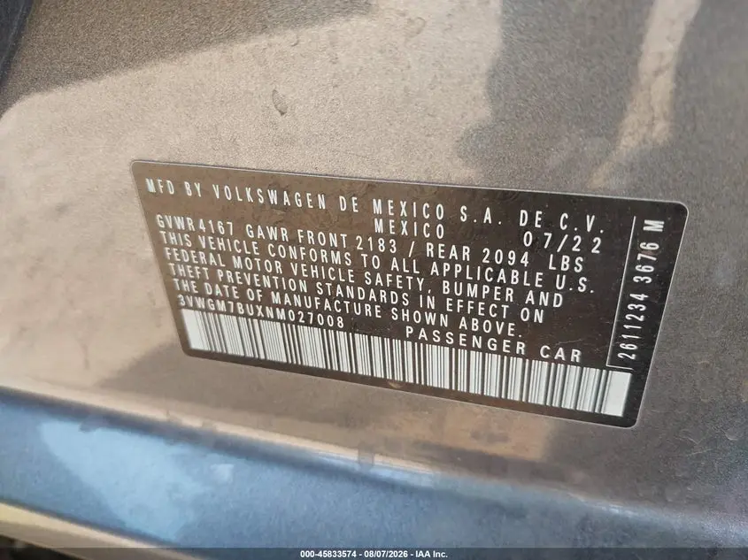 2022 VOLKSWAGEN JETTA 1.5T SEL