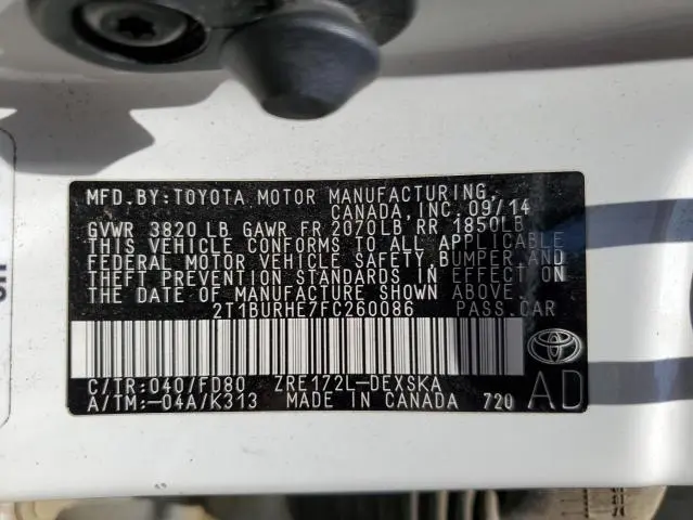 2015 TOYOTA COROLLA L