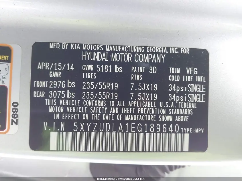 2014 HYUNDAI SANTA FE SPORT 2.0L TURBO