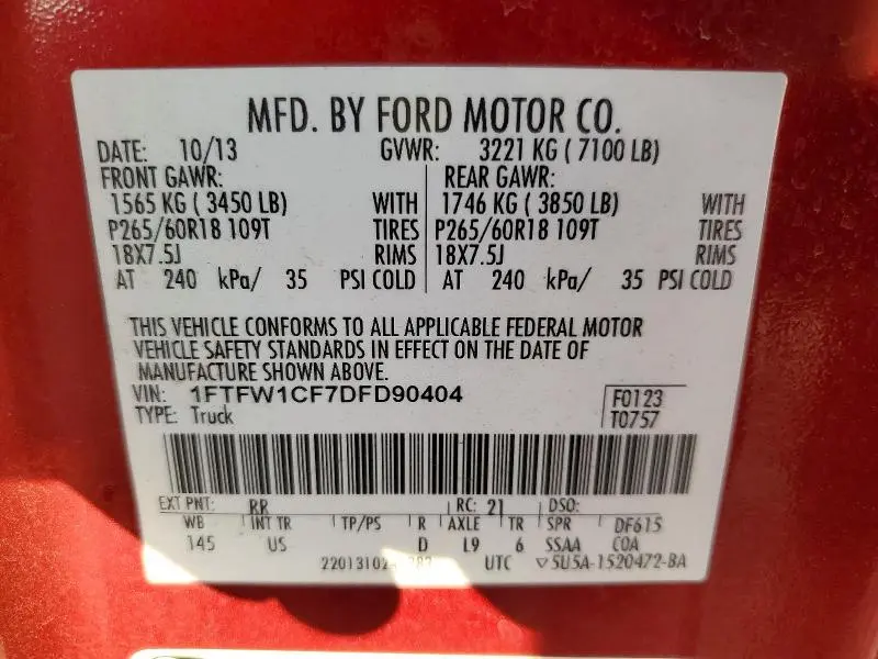 2013 FORD F150 SUPERCREW  