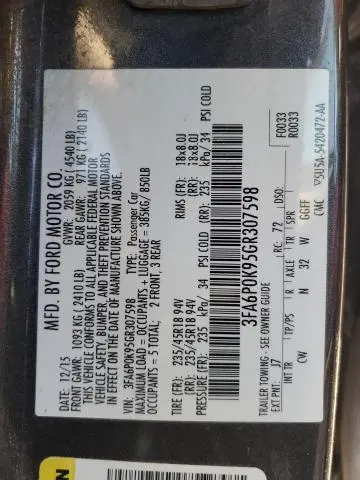 2016 FORD FUSION TITANIUM  