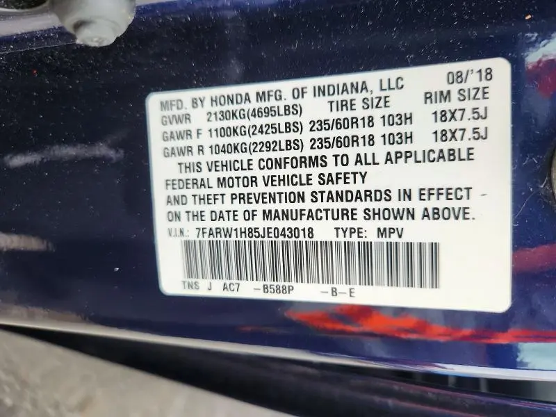 2018 HONDA CR-V EXL  
