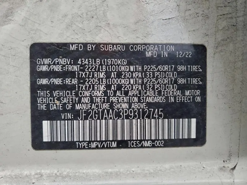 2023 SUBARU CROSSTREK   