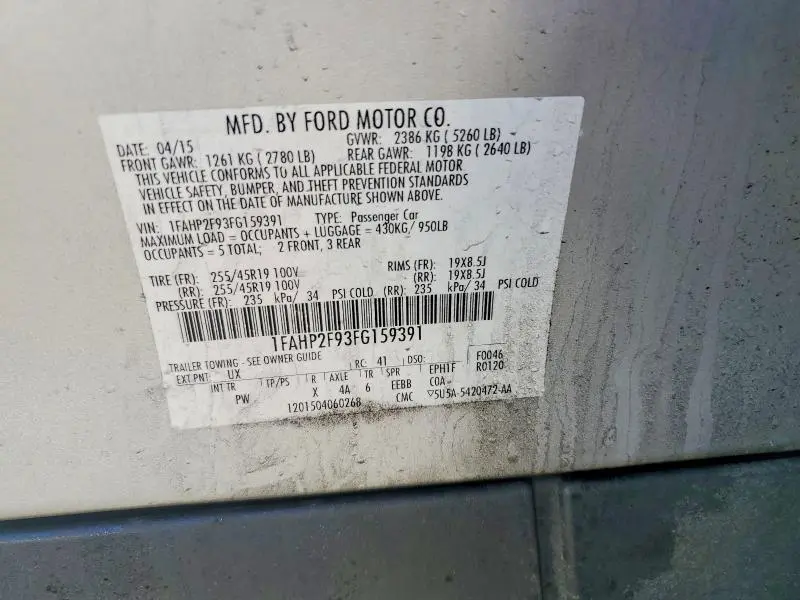 2015 FORD TAURUS LIMITED  