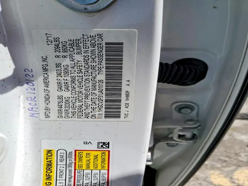 2018 HONDA ACCORD EXL  