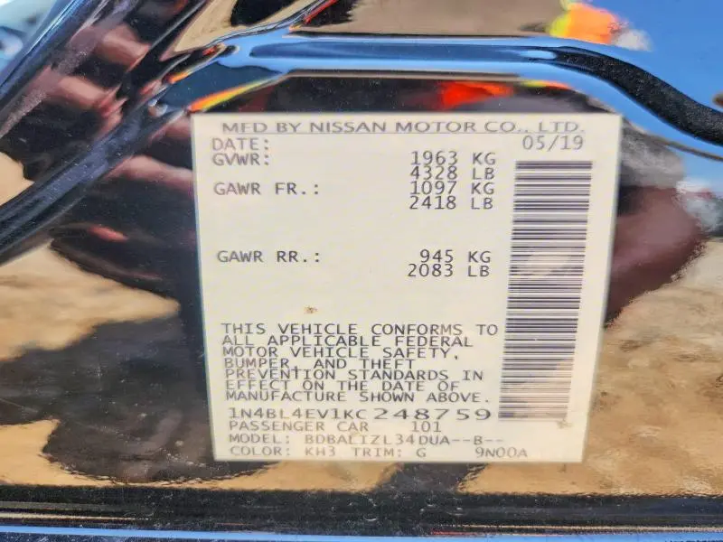 2019 NISSAN ALTIMA SL  