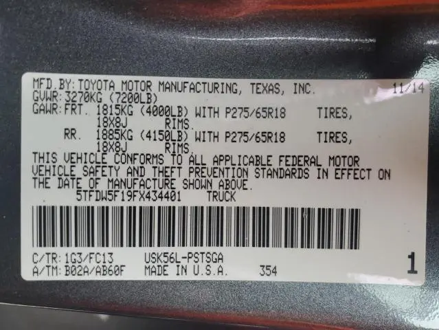 2015 TOYOTA TUNDRA CREWMAX SR5  