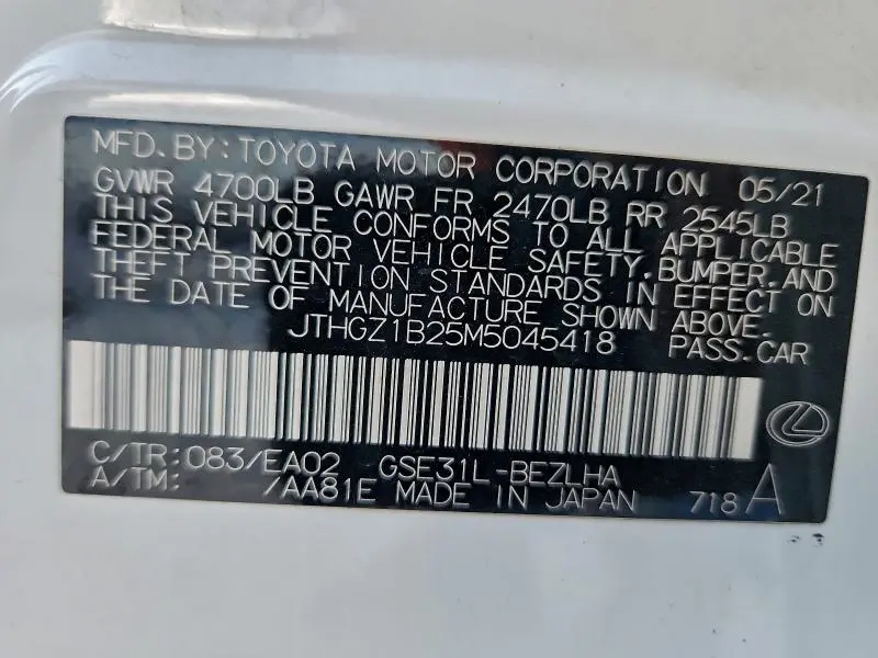 2021 LEXUS IS 350 F SPORT  